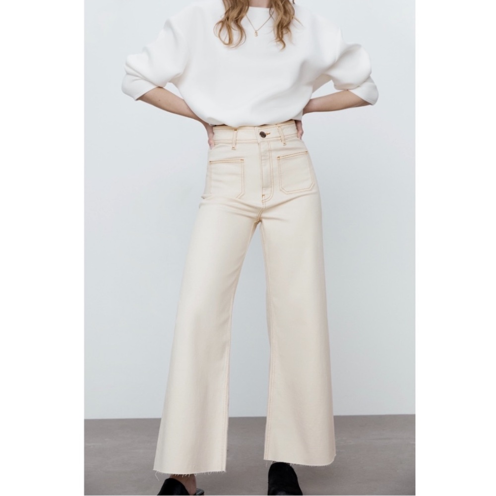 Zara Marine Jean with Contrast Stitch Patch Pockets